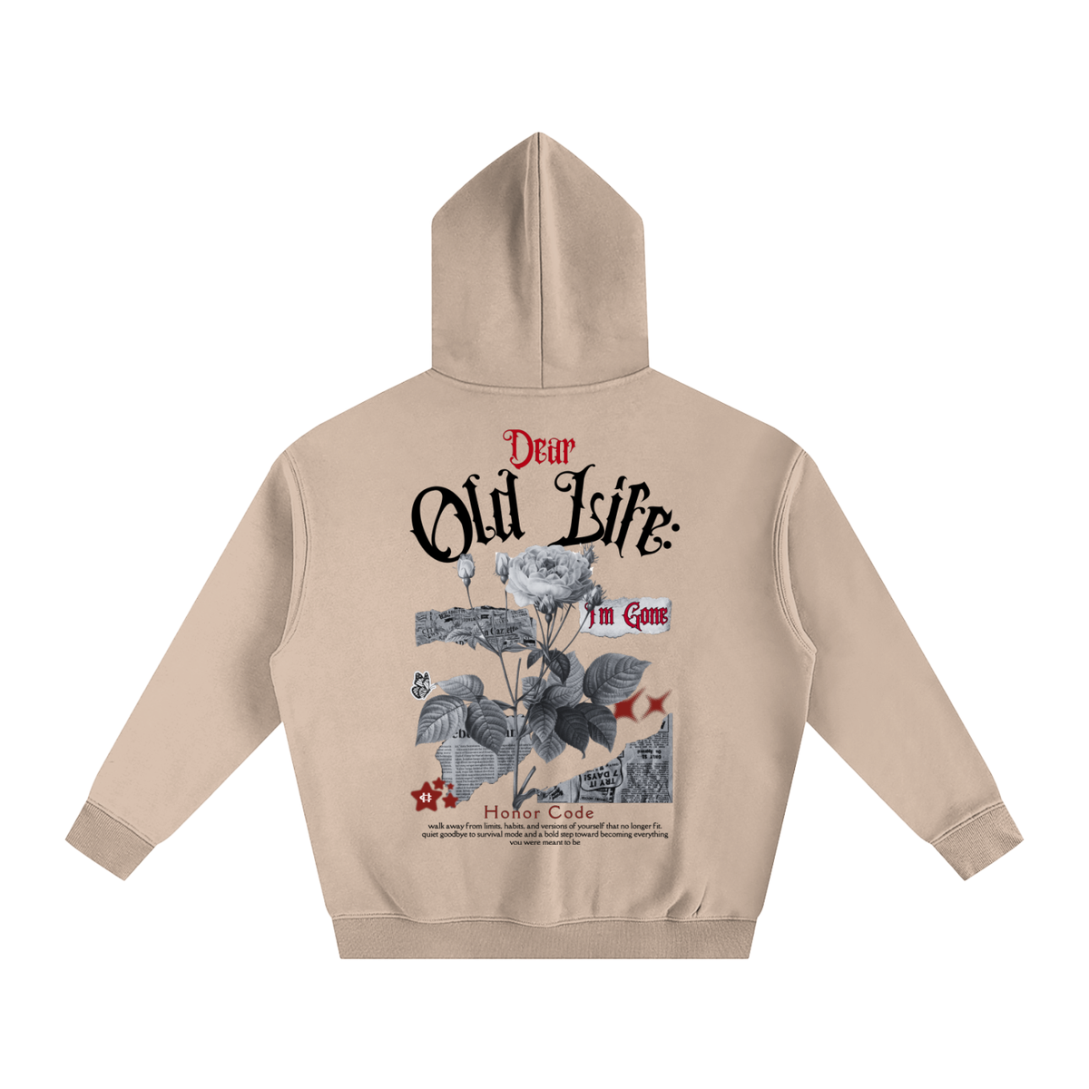 Tan Oversize "Dear Old Life" Hoodie - *EXCLUSIVE*